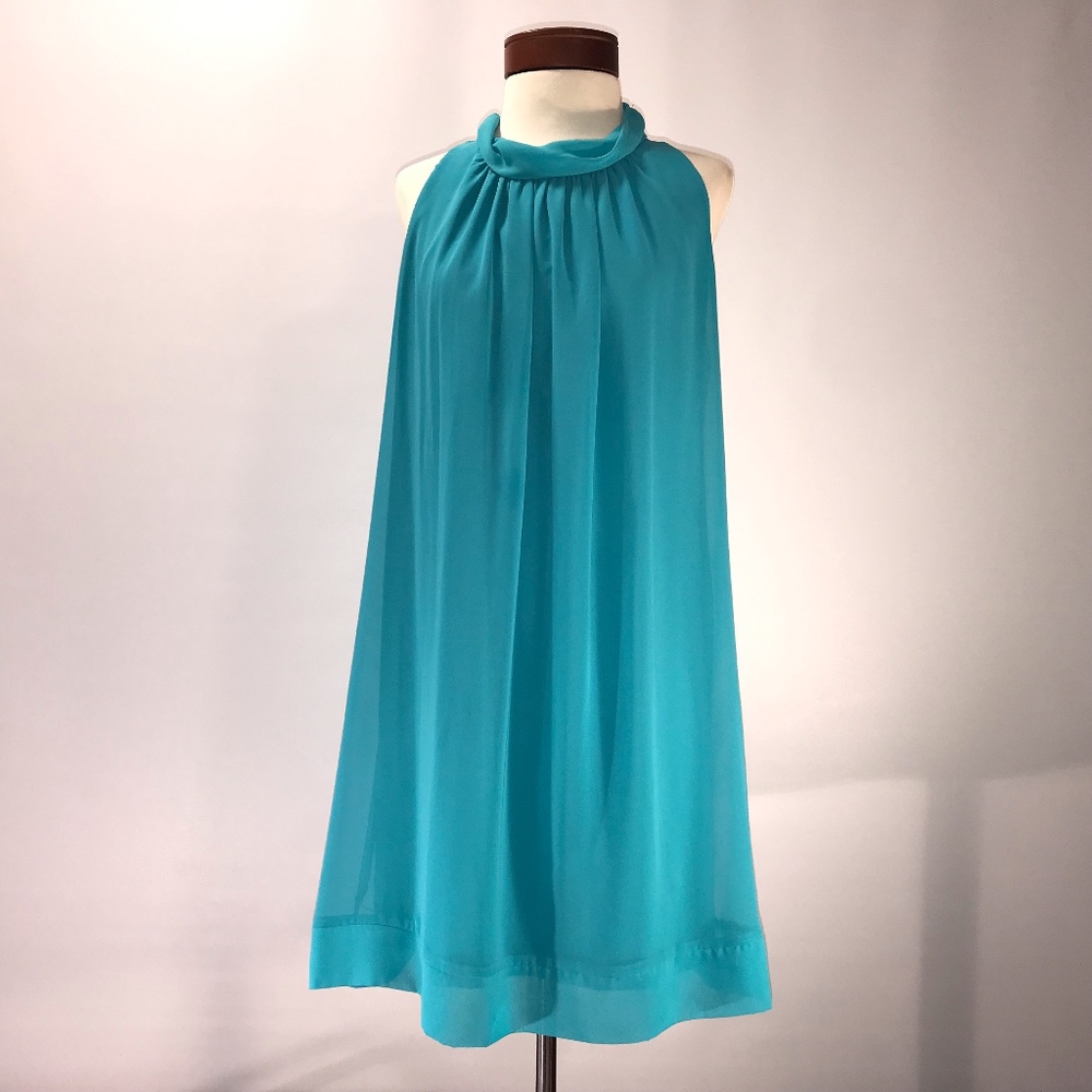 Eva Mendes Flowy turquoise sleevless dress Med